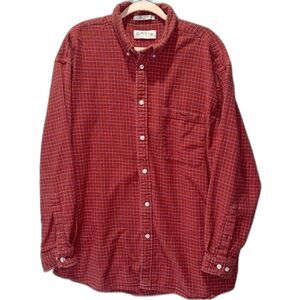 Orvis Red Plaid Flannel Long Sleeve 100% Cotton Button Down Shirt Mens XXL